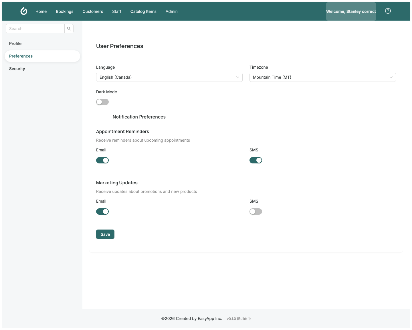 Preference Settings