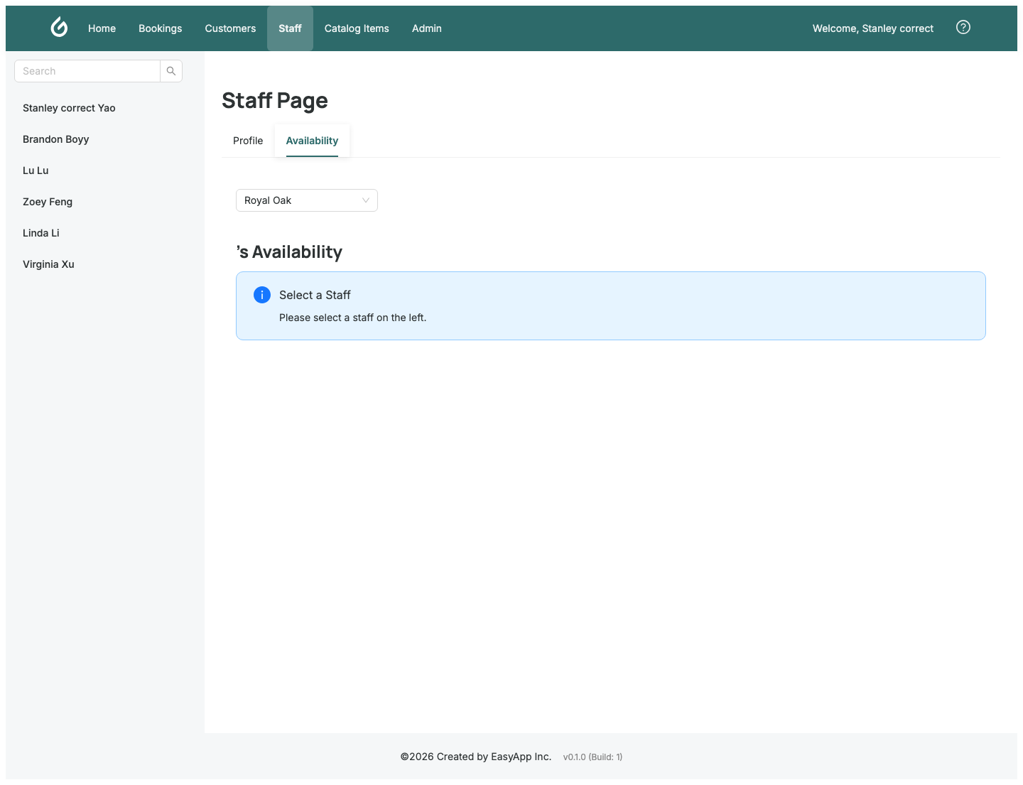 Staff Availability